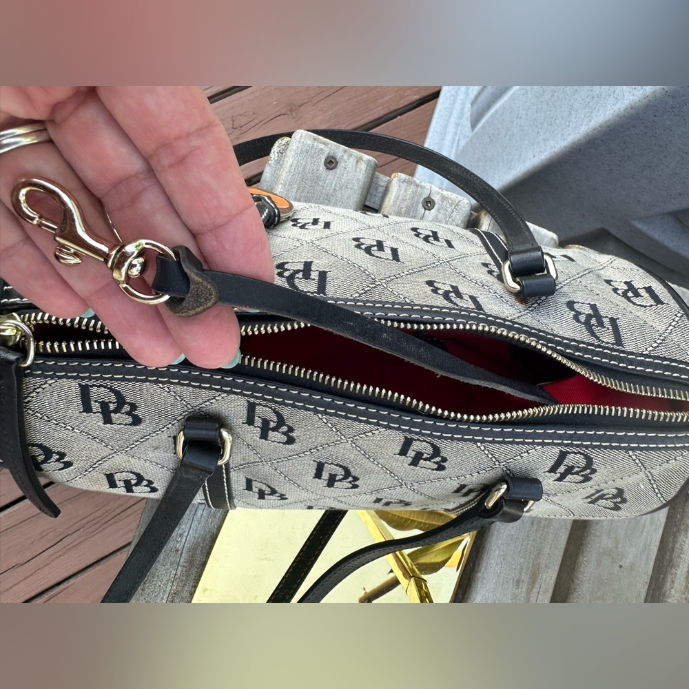 Dooney & Bourke Vintage Black and Gray Monogram Shoulder Bag - Picture 8 of 11